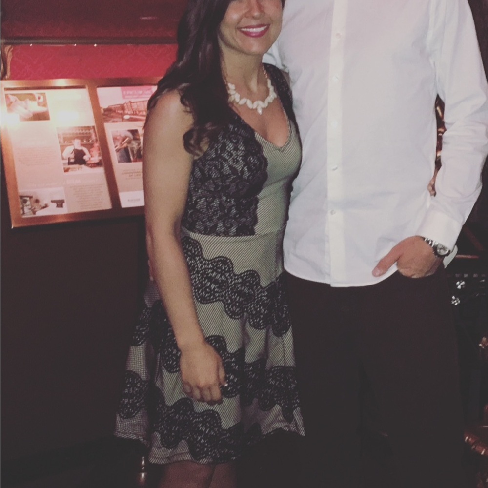 Francesca’s Black and Cream Lace Midi Dress